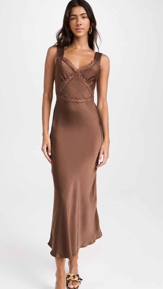 

Платье BARDOT Emory Lace Slip, коричневый
