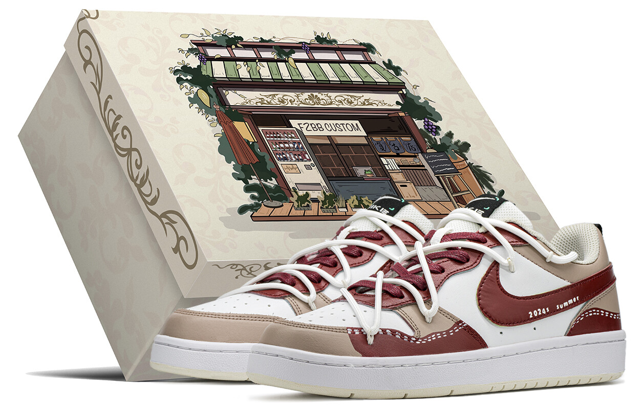

Кроссовки Nike Court Borough Skateboarding Shoes Women's Low-top Beige/Red, красный
