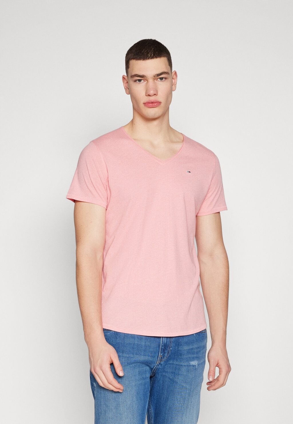 

Футболка базовая SLIM JASPER V NECK Tommy Jeans, цвет tickled pink
