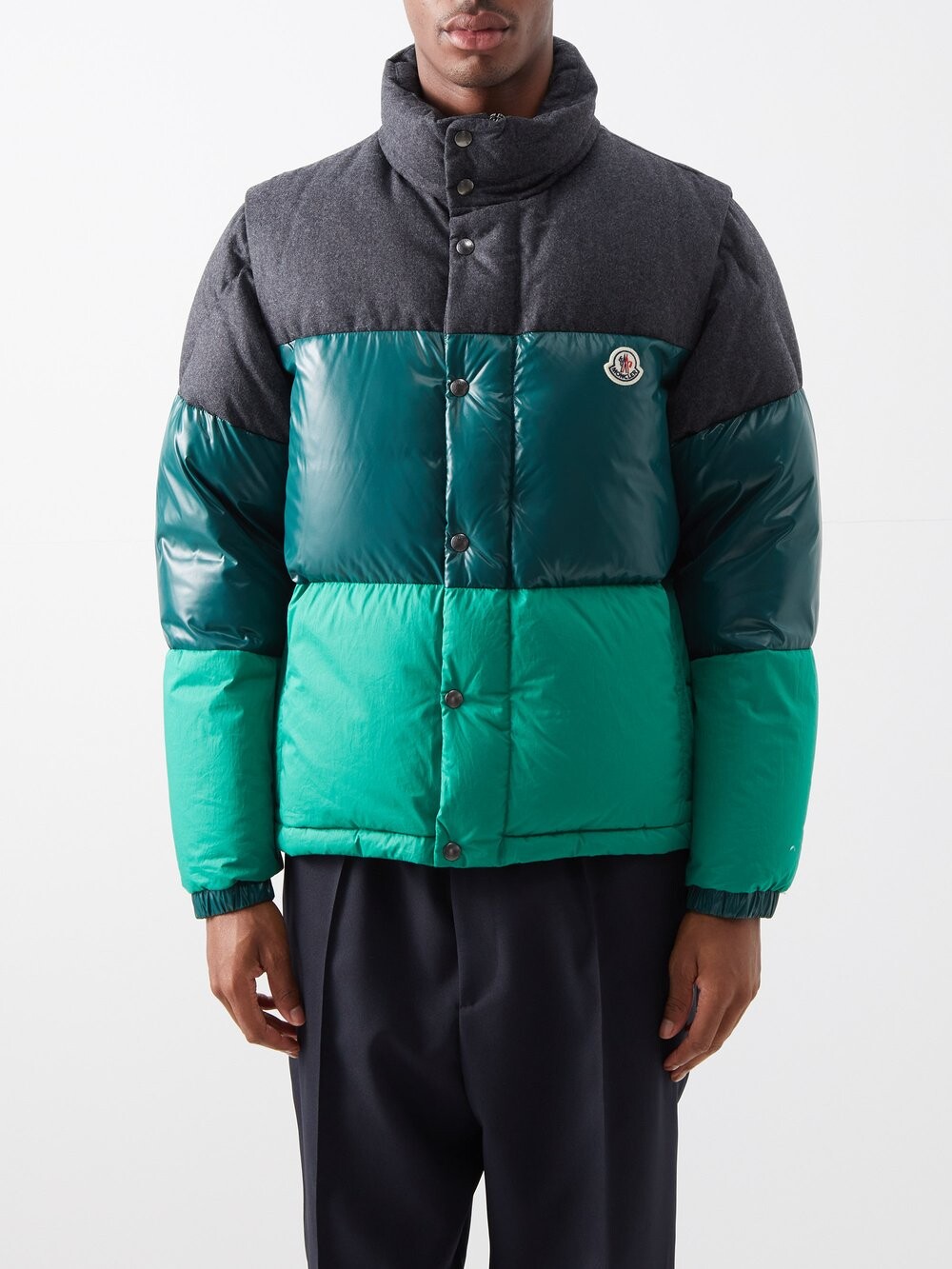 

Пуховик aveillan со съемными рукавами Moncler, зеленый