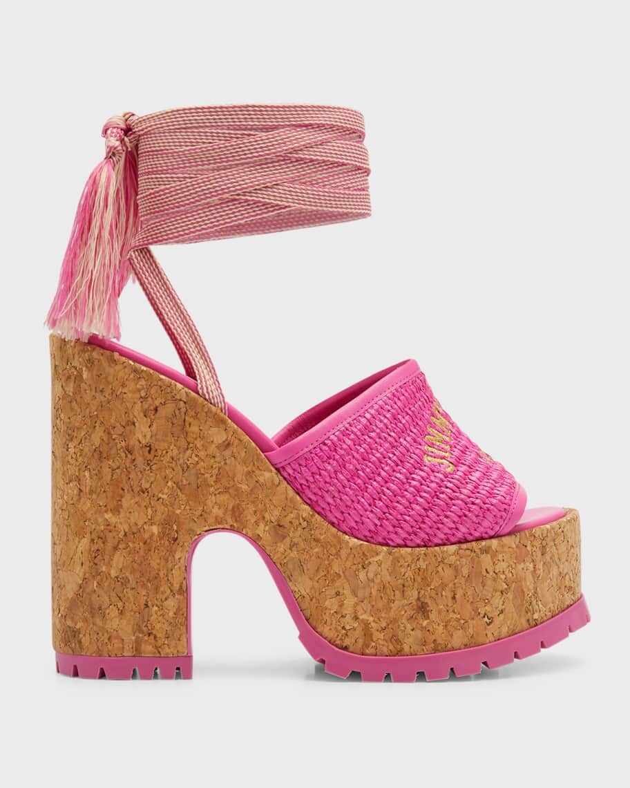 

Gal Босоножки на платформе из пробковой рафии с завязками на щиколотках Jimmy Choo