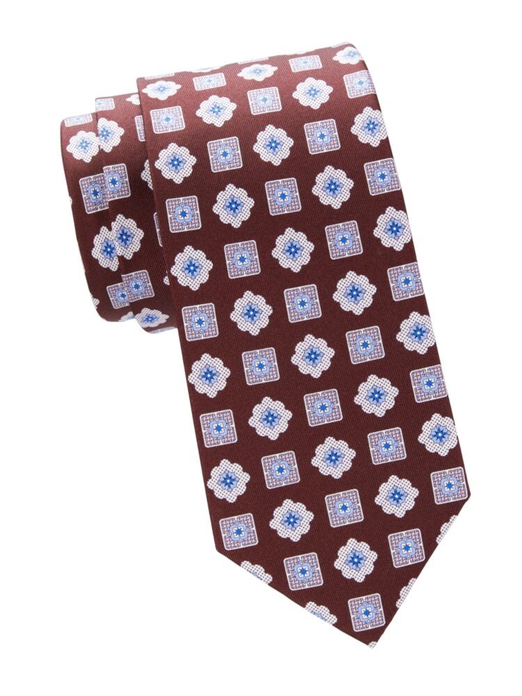 

Шелковый галстук с геометрическим принтом Brioni, цвет Brown Blue