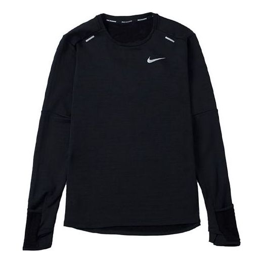 футболка men s nike solid color athleisure casual sports round neck long sleeves black t shirt черный Футболка Men's Nike Solid Color Training Sports Round Neck Long Sleeves Black T-Shirt, черный