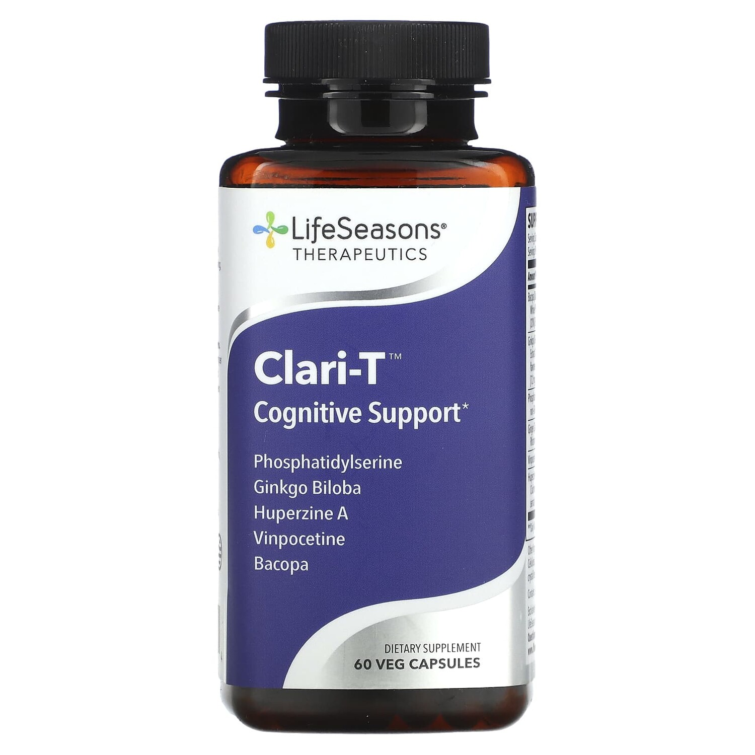 

Clari-T, поддержка когнитивных функций, 60 вегетарианских капсул, LifeSeasons