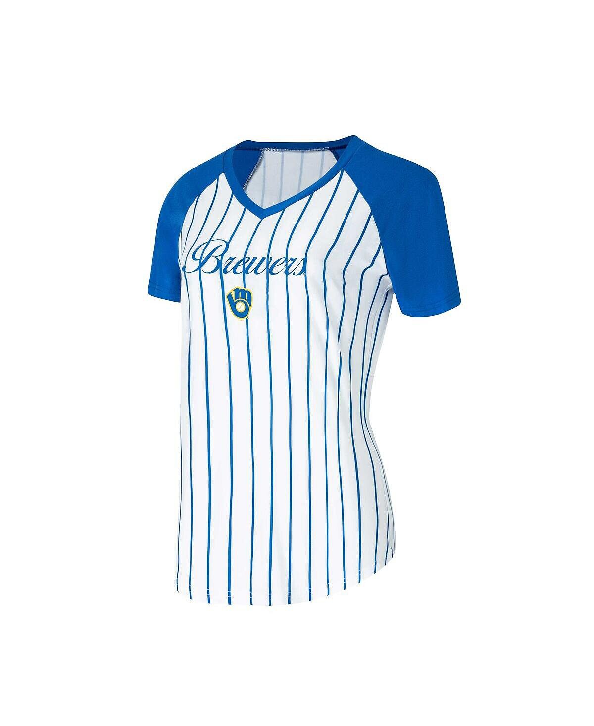

Женская белая ночная рубашка Milwaukee Brewers Reel в тонкую полоску Concepts Sport, белый