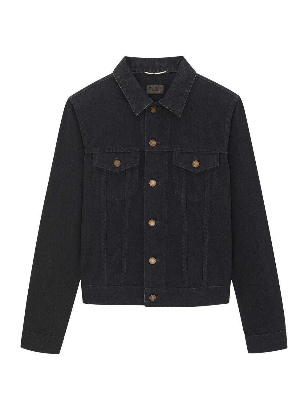 

Приталенная куртка из потертого денима Saint Laurent, черный
