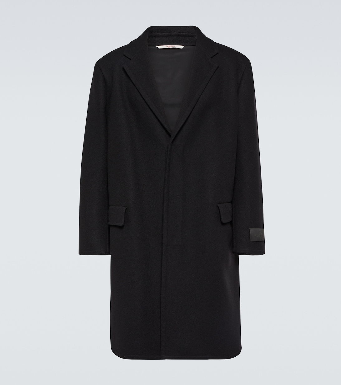 Однобортное пальто из смесовой шерсти Valentino, черный