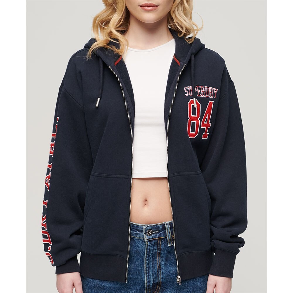 

Толстовка Superdry College Logo Boyfriend Full Zip, синий