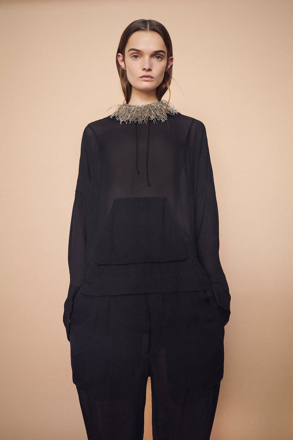 

Трючные брюки карго ZARA, черный