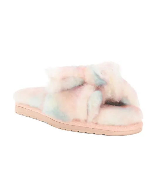 

Уютные тапочки Naledi Tie Dye из овчины из овчины Emu Australia, розовый/синий