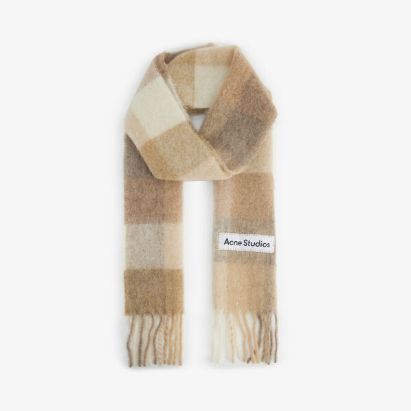 

Шарф Vally в клетку из смесовой шерсти Acne Studios, белый