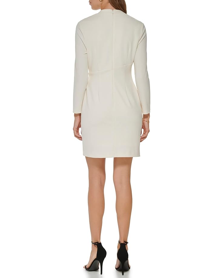 Платье DKNY Long Sleeve V-Neck Side Ruched Dress, цвет Buttercream