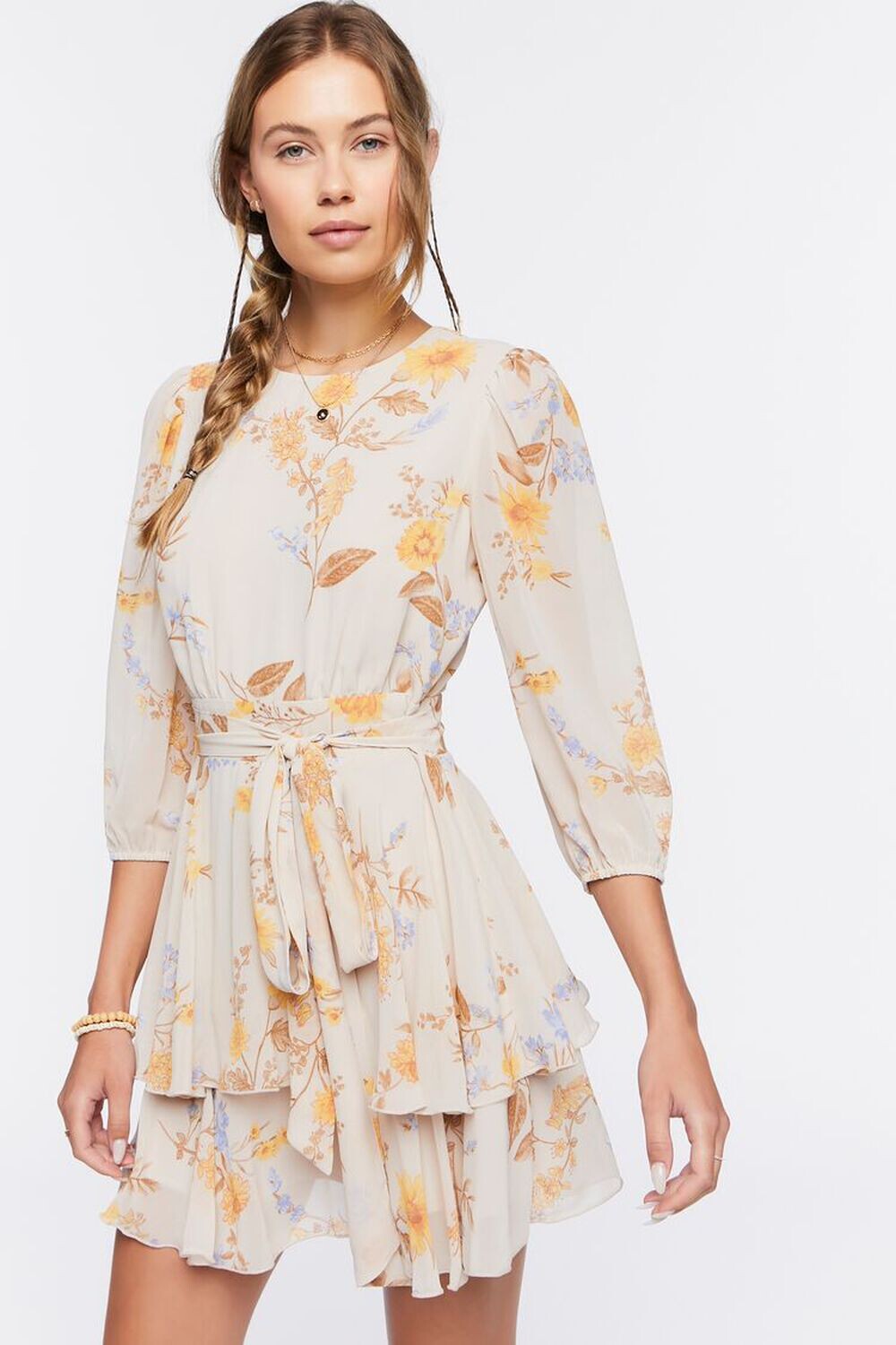 

Мини-платье с цветочным принтом Forever 21, серо-коричневый