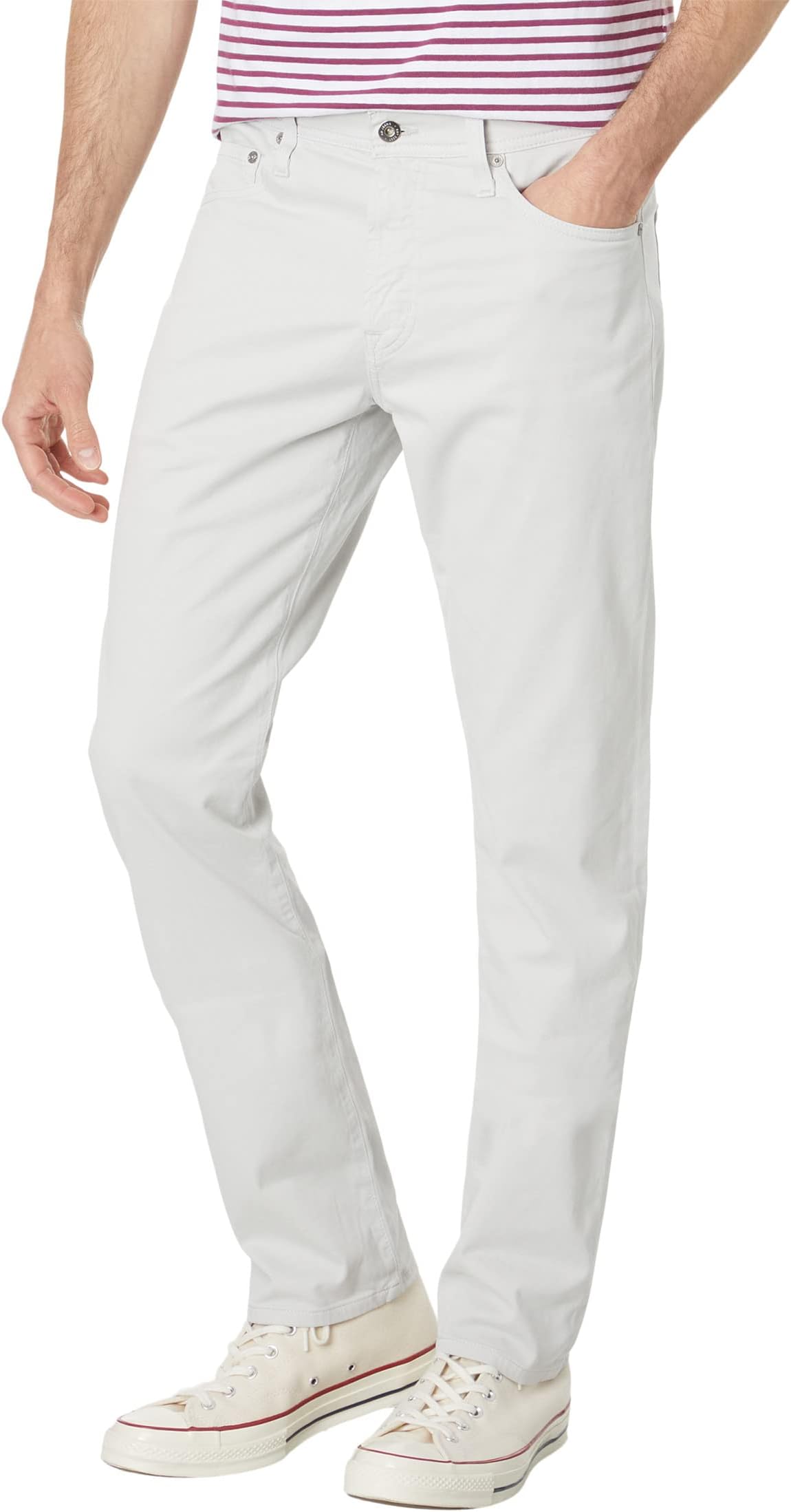 Узкие брюки из твила прямого кроя Everett AG Jeans, цвет Silver Smoke фотографии