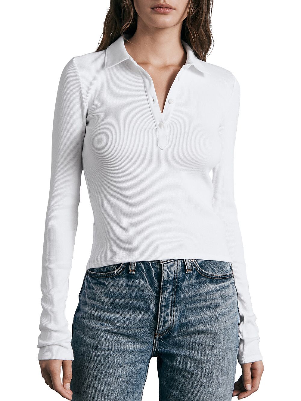 

Рубашка поло Essential из трикотажа в рубчик rag & bone, белый