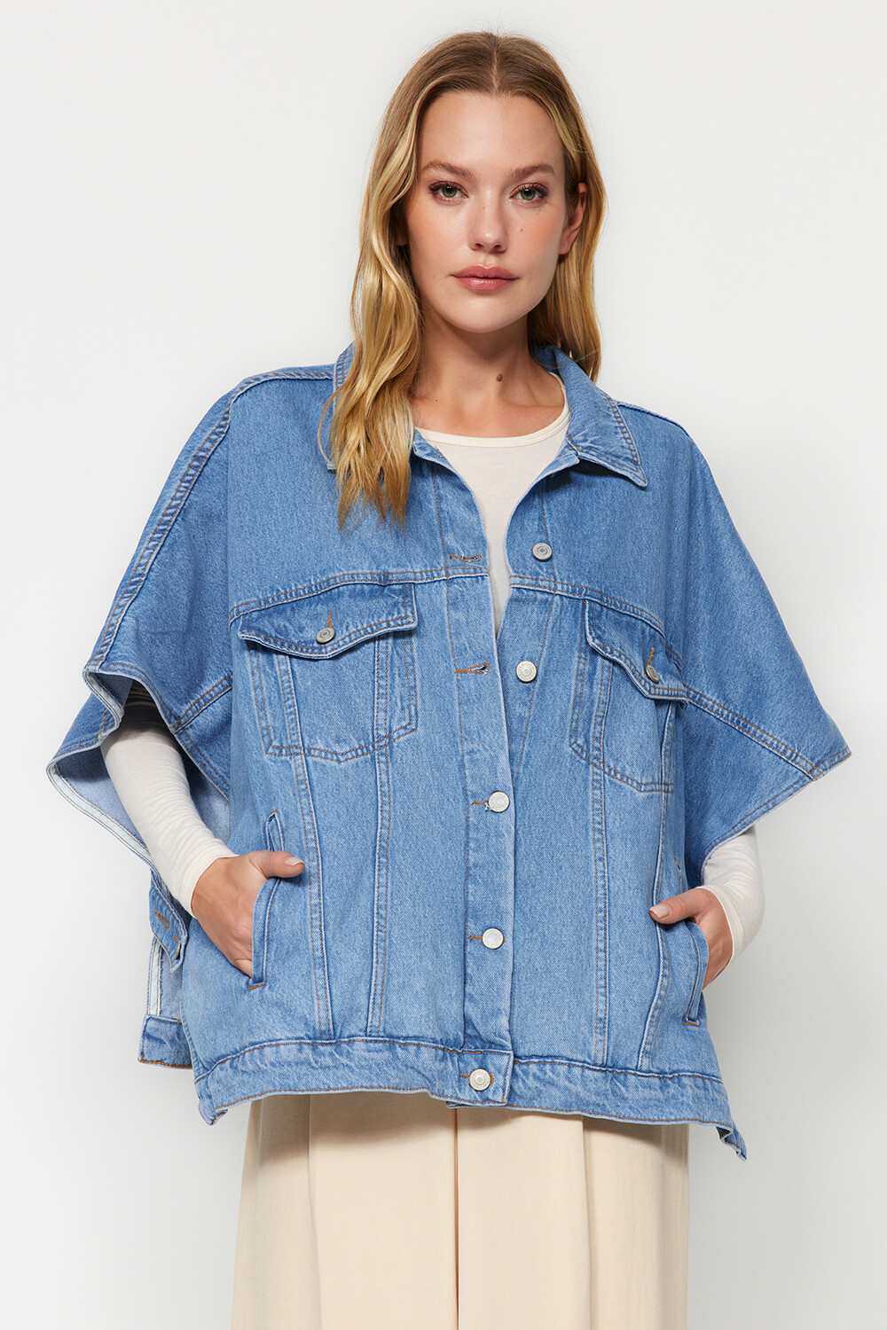 

Куртка - Синий - Oversize Trendyol, синий