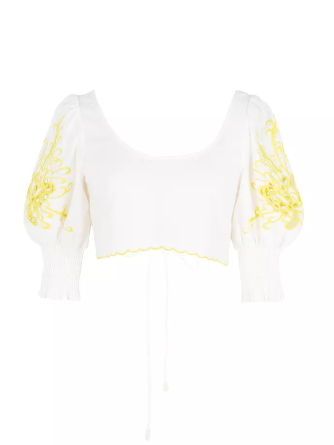 Укороченная блузка с вышивкой St. Lucia Ellis Secret Mission, цвет off white