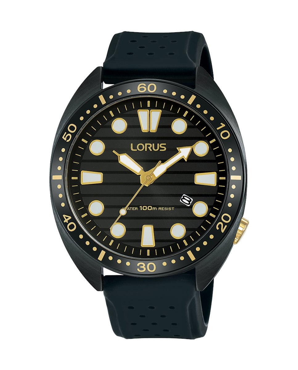 Спортивные мужские часы RH927LX9 с силиконовым ремешком и черным ремешком Lorus, черный