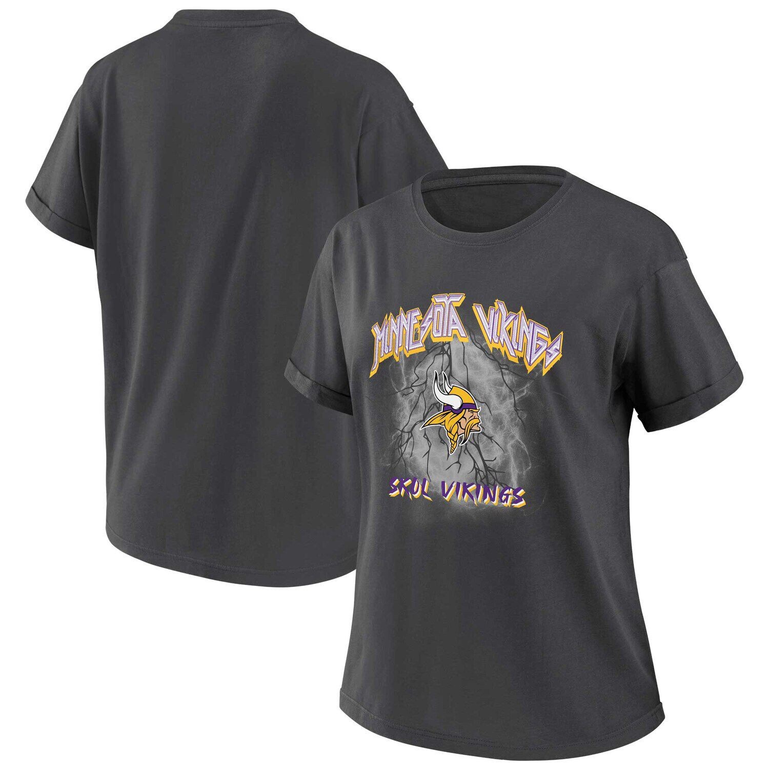 

Женская одежда WEAR by Erin Andrews Угольная футболка-бойфренд Minnesota Vikings