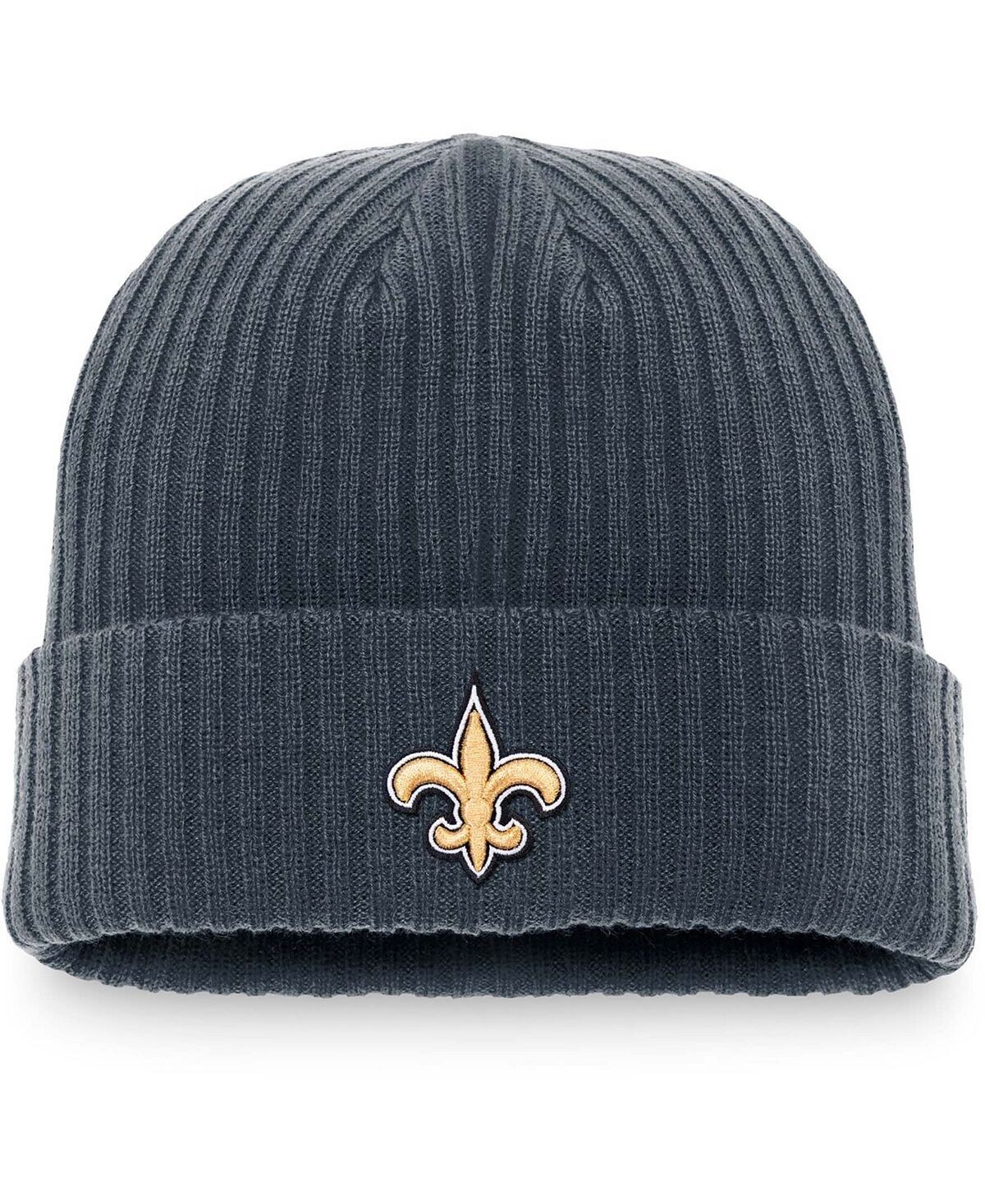 

Мужская темно-серая вязаная шапка New Orleans Saints Dark Shadow с манжетами Fanatics