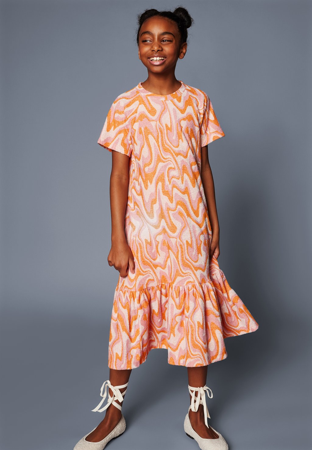 Летнее платье Gathered Dress M'A KIDS by Marques ' Almeida, цвет orange черные брюки бойфренды marques almeida