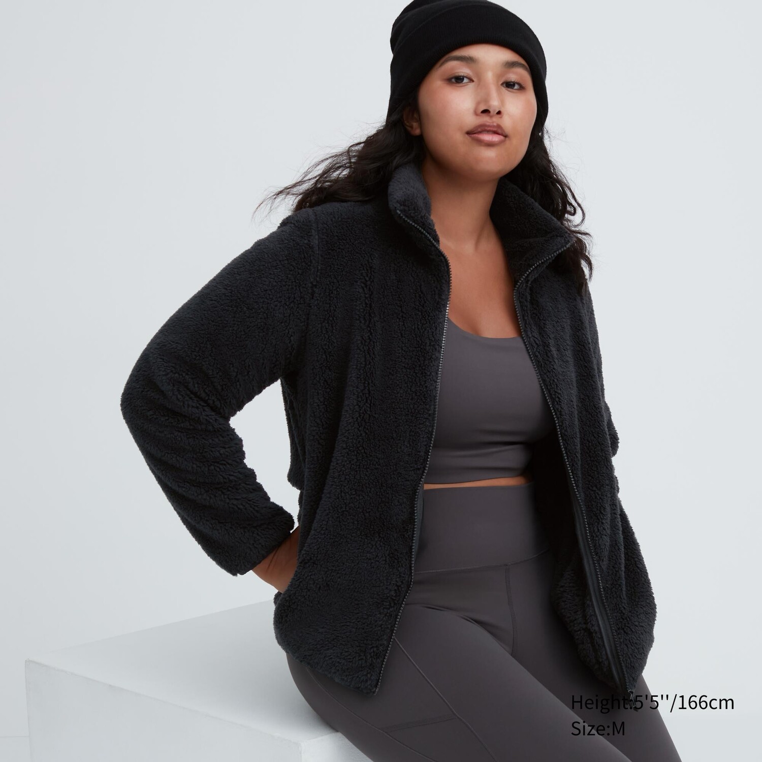 

Куртка из пушистого флиса на молнии UNIQLO, черный