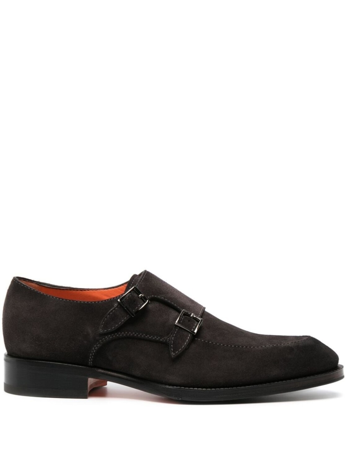 

Santoni туфли монки с пряжками, коричневый
