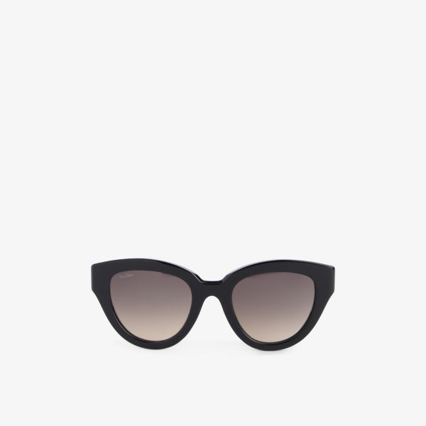 Солнцезащитные очки из ацетата с кошачьим глазом и фирменными дужками Max Mara, черный кольцо с розовым кошачьим глазом чайка