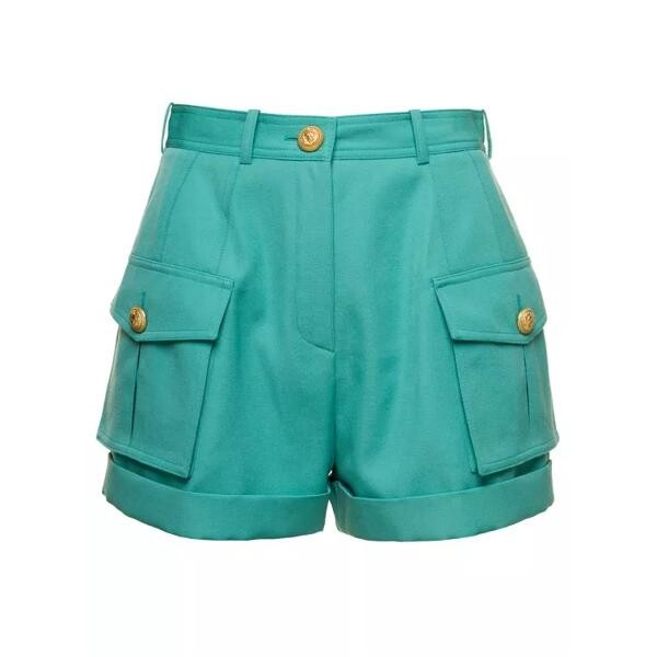 

Шорты light shorts with cuff and jewel buttons in w Balmain, синий