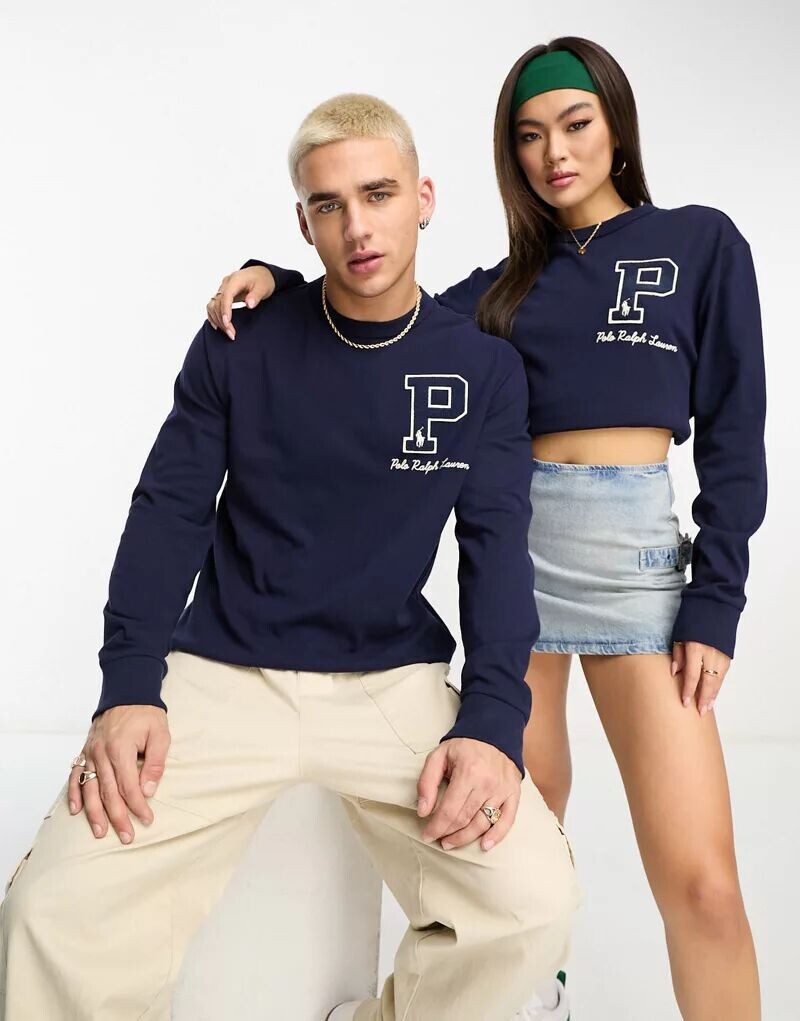 

Темно-синяя рубашка с длинными рукавами и логотипом Polo Ralph Lauren x ASOS