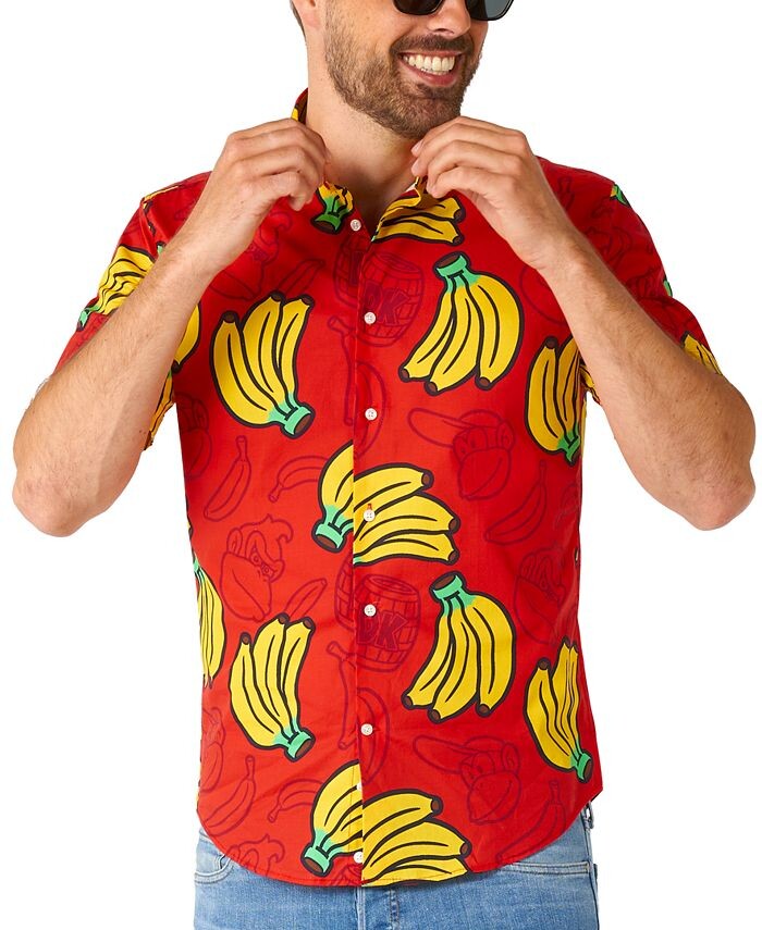 

Мужская рубашка с коротким рукавом с рисунком Donkey Kong OppoSuits, красный