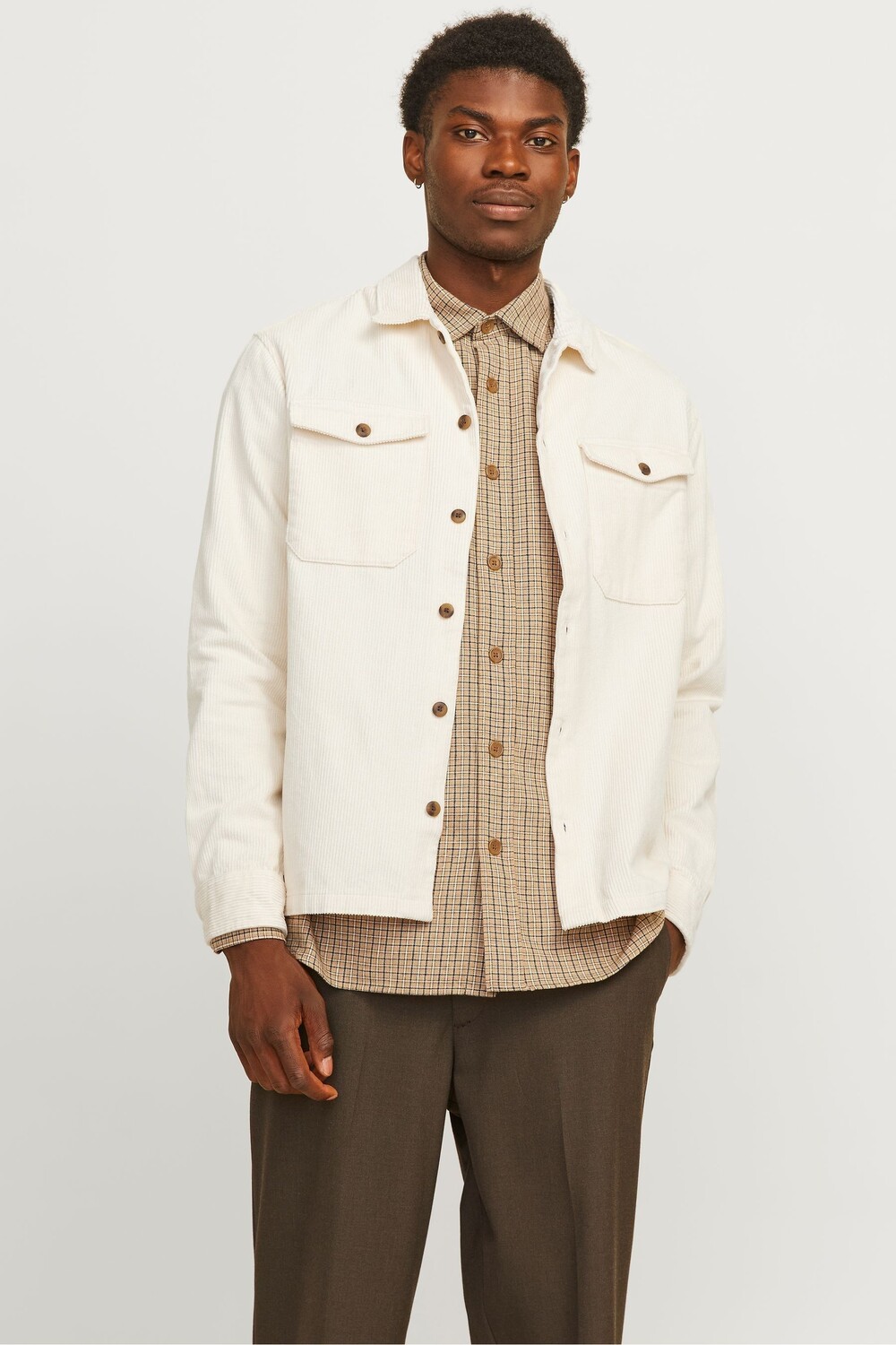 

Верхняя рубашка из вельвета, 100% хлопок Jack & Jones, белый