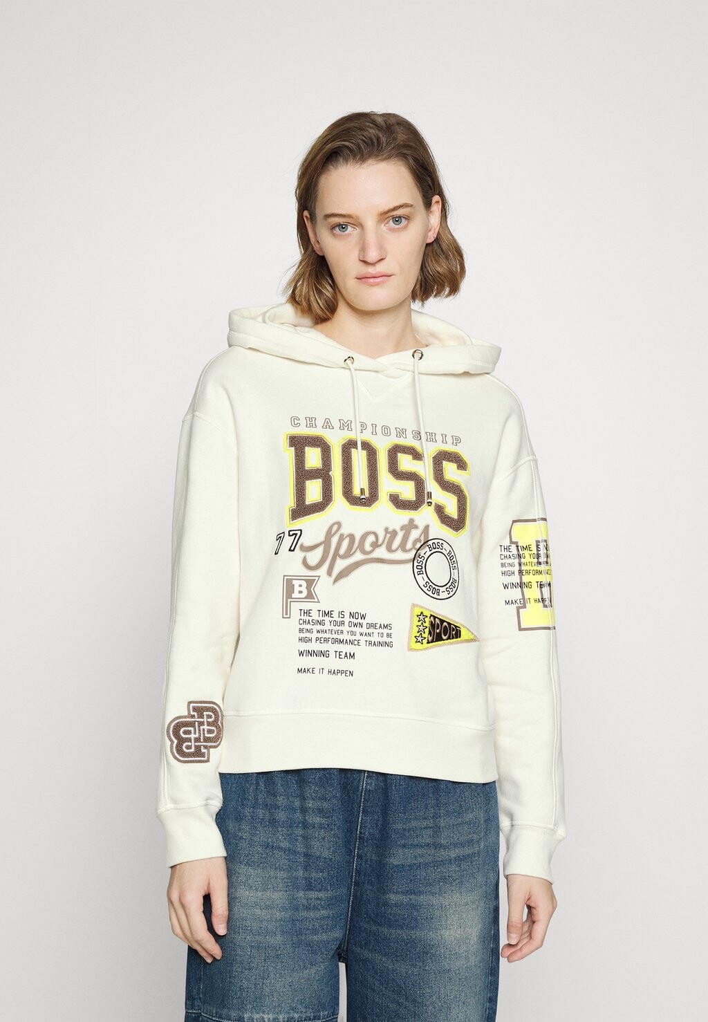 

Толстовка BOSS Eraisy Sport, открытая белый