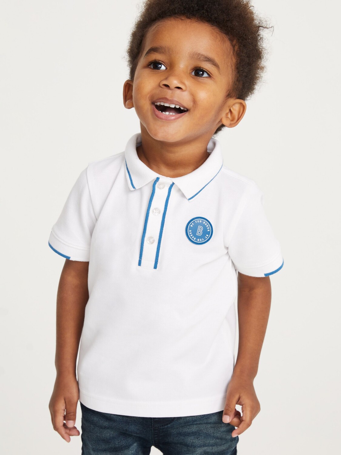 

Рубашка-поло с короткими рукавами Ted Baker Baby Pique, белая