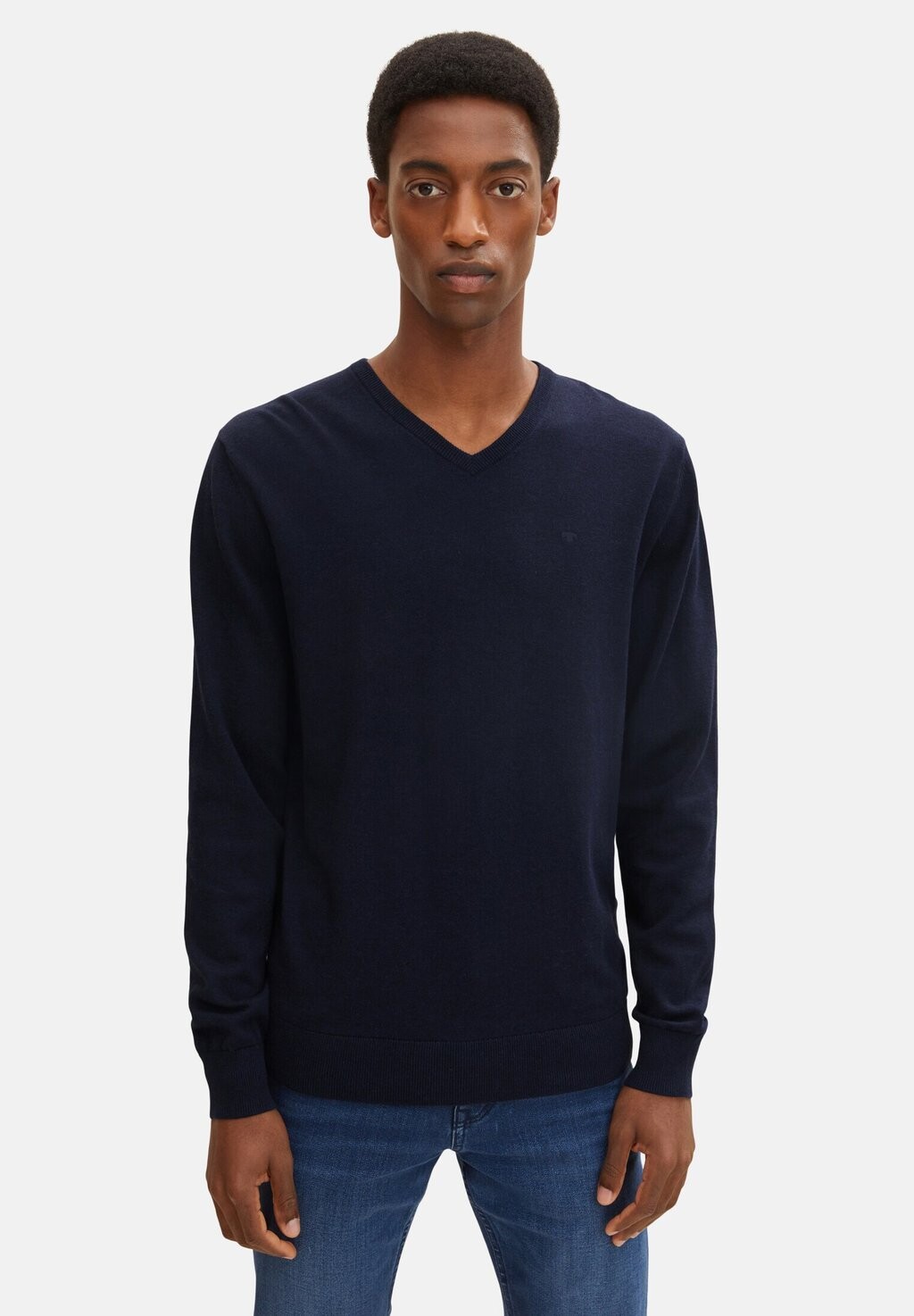 

Свитер BASIC V NECK TOM TAILOR, темно-синий меланж
