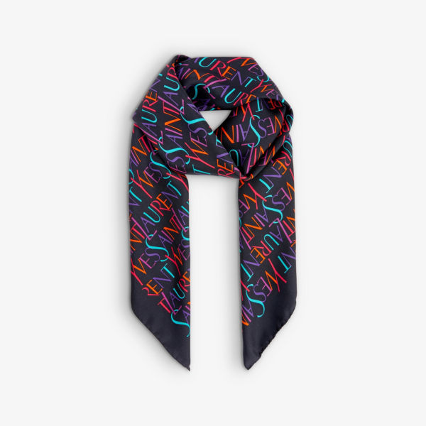 Шелковый шарф с логотипом Saint Laurent, мультиколор
