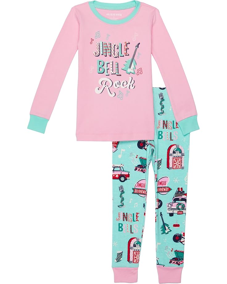 цена Пижамный комплект Little Blue House By Hatley Rockin Holidays Applique Pajama Set, розовый