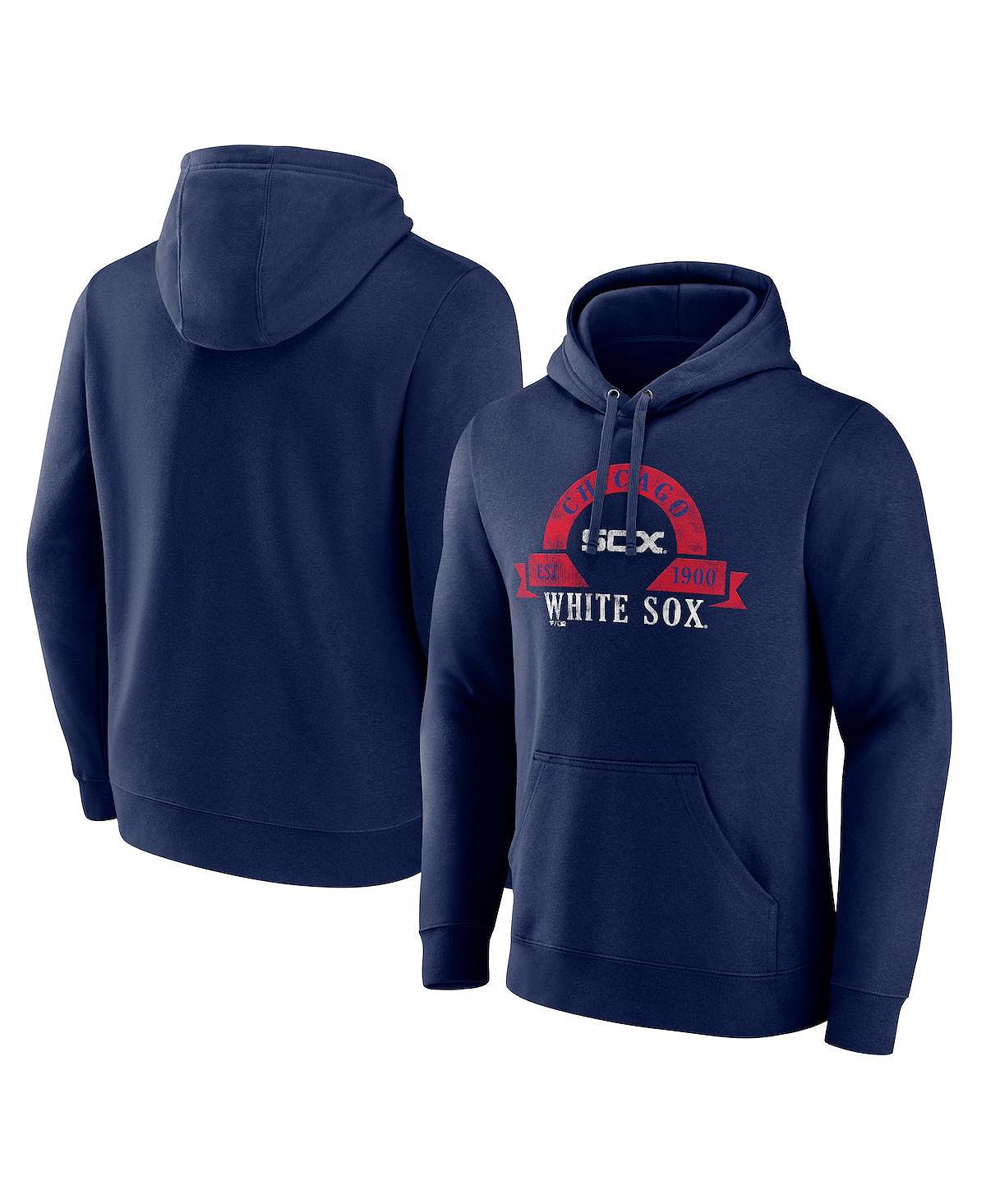 цена Мужской темно-синий пуловер с капюшоном Chicago White Sox с фирменным логотипом, большой и высокий пуловер с капюшоном Fanatics