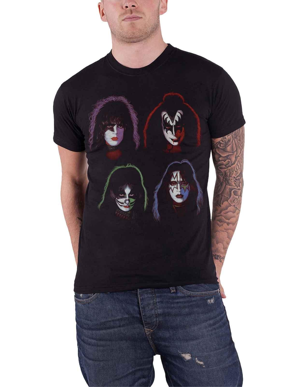 футболка с изображением лица KISS, черный