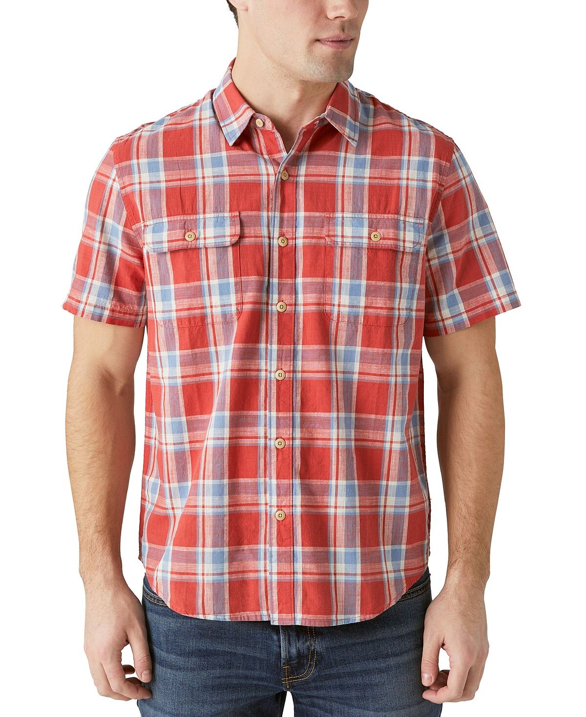 

Мужская рабочая рубашка в клетку с короткими рукавами Lucky Brand