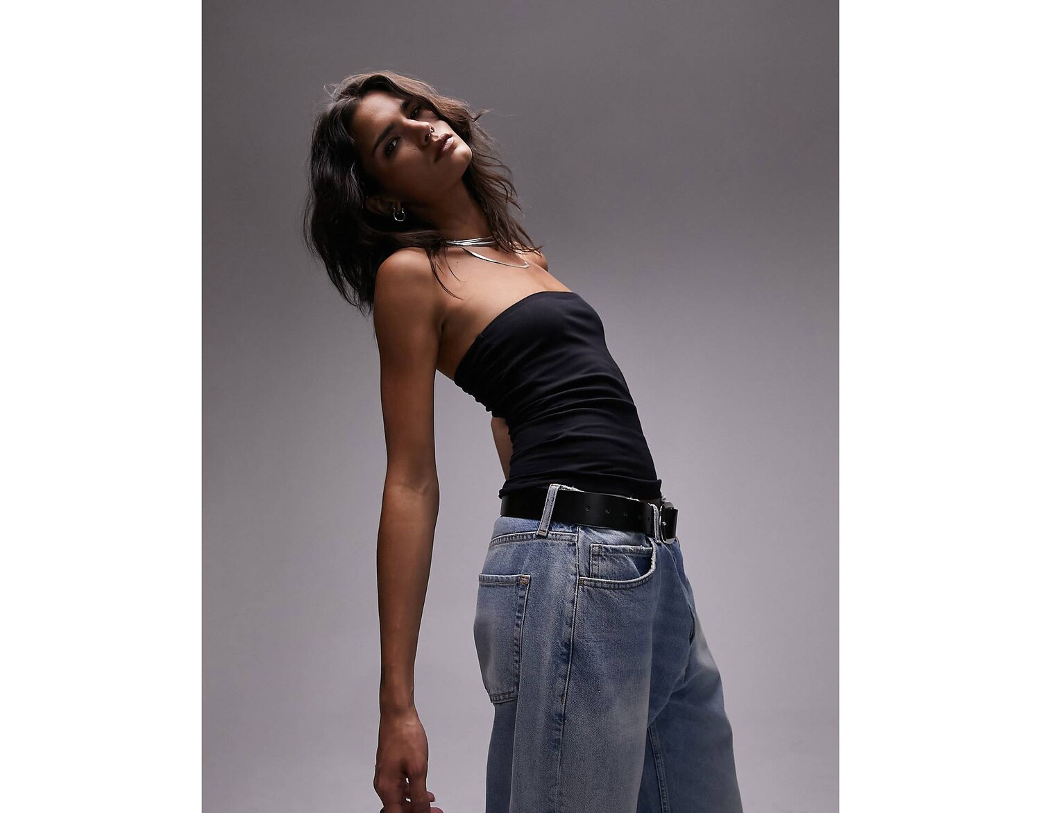 

Черная удлиненная бандо Topshop