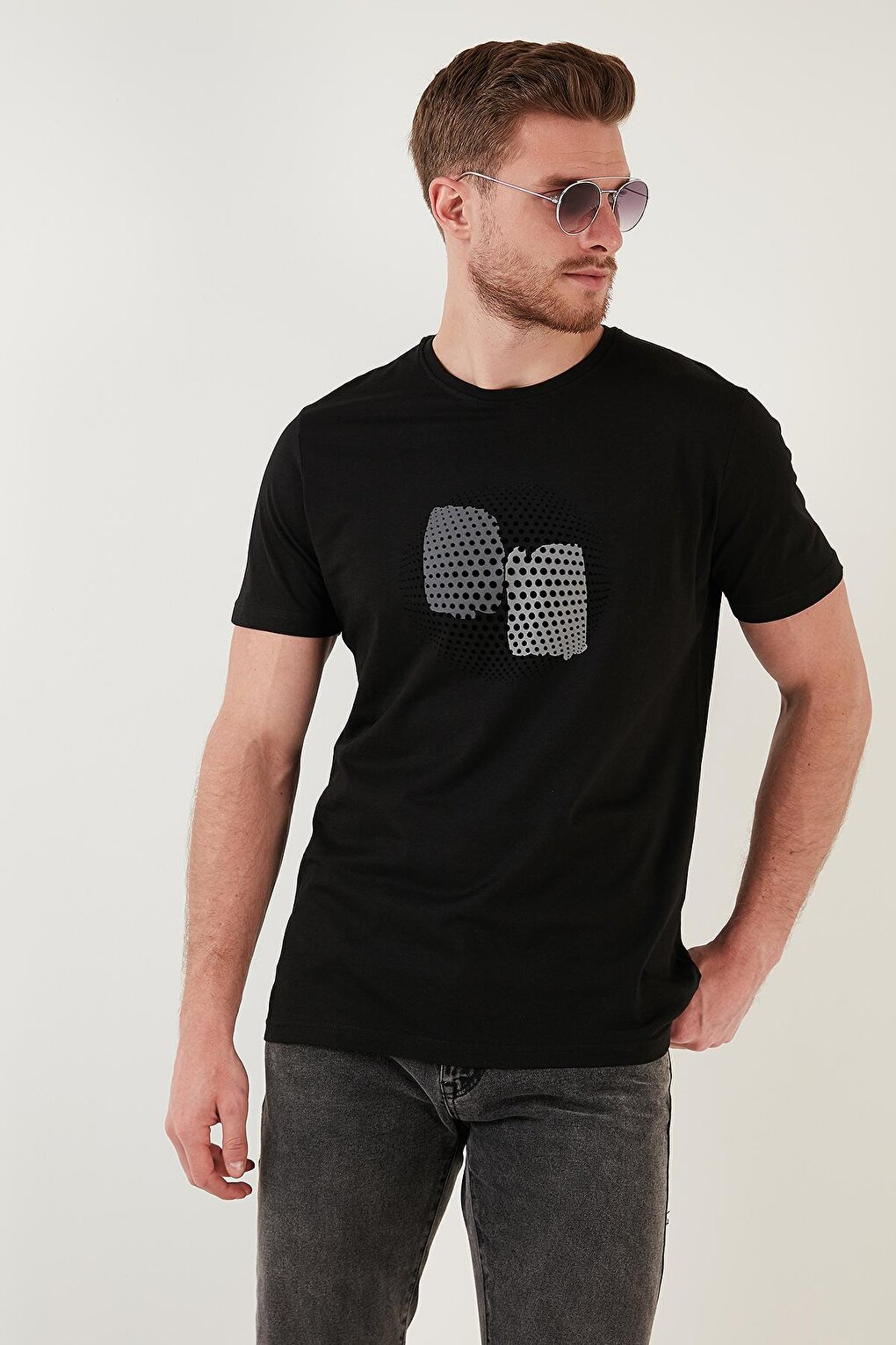 Облегающая футболка из 100 % хлопка с круглым вырезом с принтом 646B3950 Buratti, черный фото