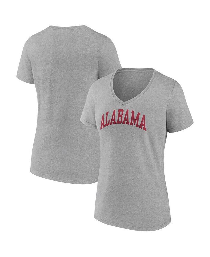 

Женская футболка с логотипом Heather Grey Alabama Crimson Tide Basic Arch с v-образным вырезом Fanatics, серый