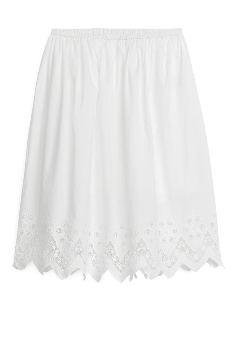 Юбка с кружевной отделкой Arket, белый юбка плиссированная миди на эластичном поясе