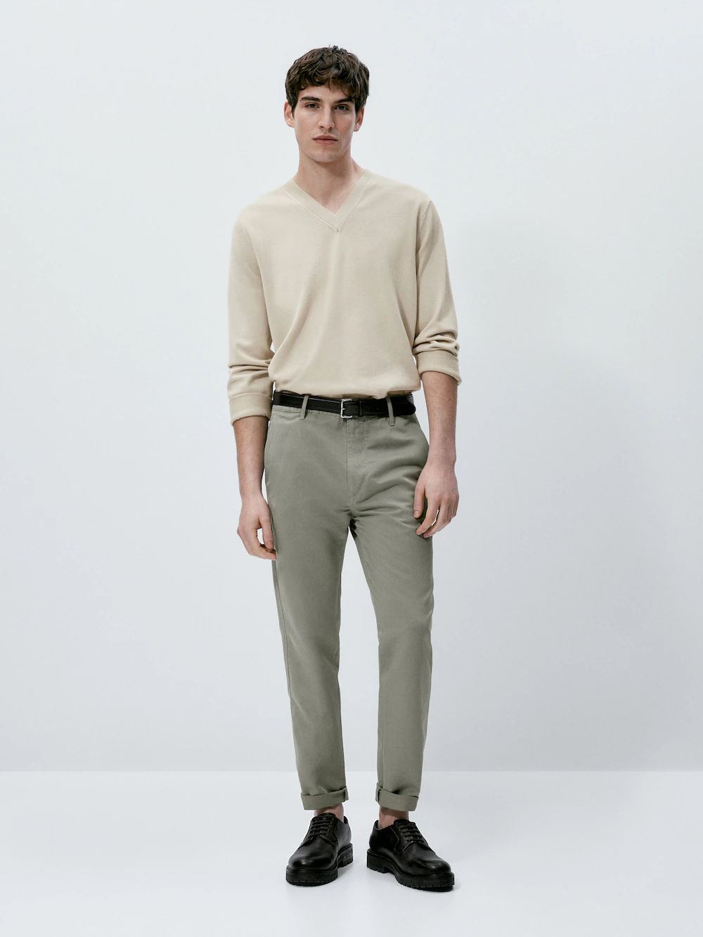 

Зауженные чиносы из смешанного льна Massimo Dutti, зеленый