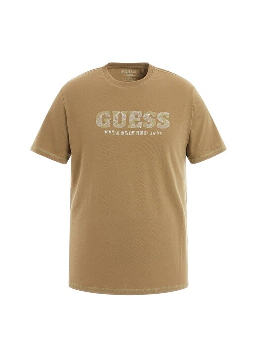 

Зеленая мужская футболка с круглым вырезом Guess, Зеленый
