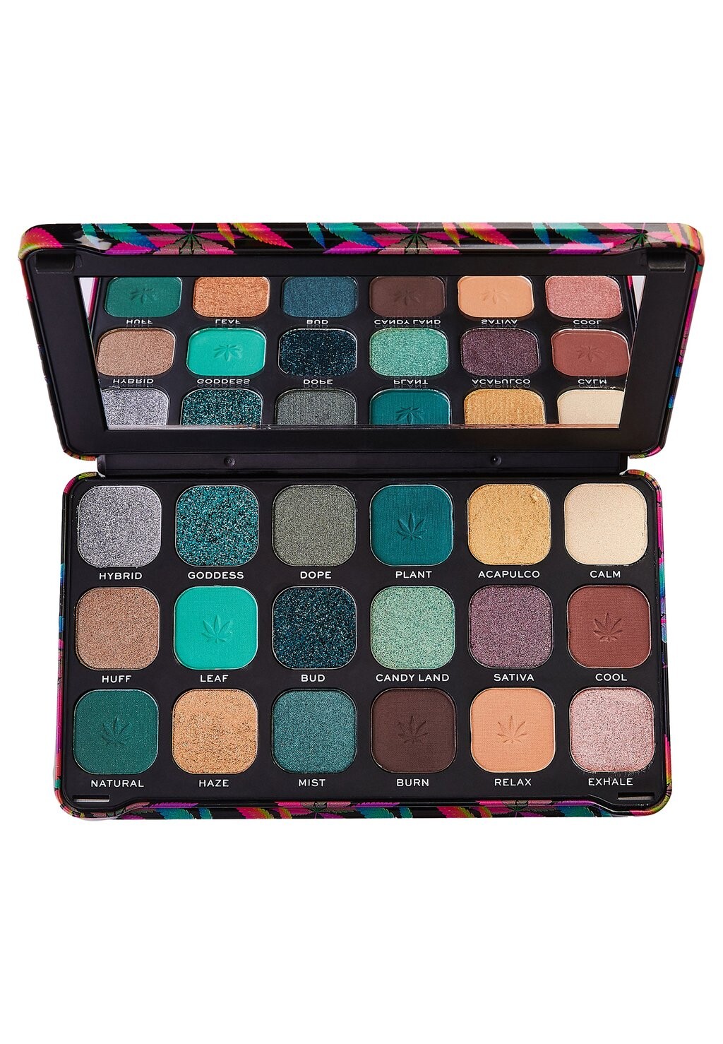

Палитра теней для век EYESHADOW PALETTE FOREVER FLAWLESS CHILLED WITH CANNABIS SATIVA Makeup Revolution, цвет multi