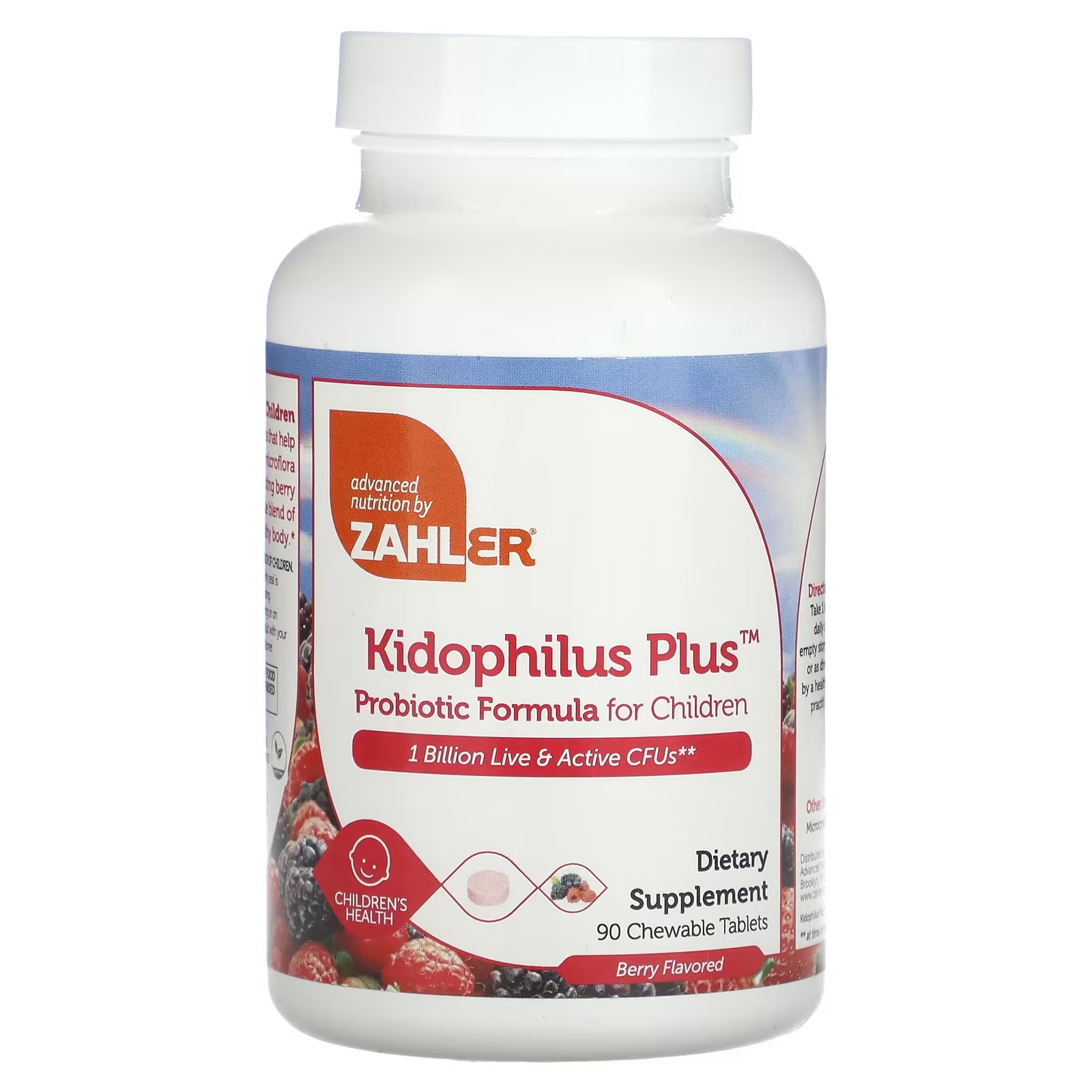 Пробиотическая формула Zahler Kidophilus Plus для детей, ягоды, 90 жевательных таблеток формула для поддержки спокойствия детей zahler 60 таблеток