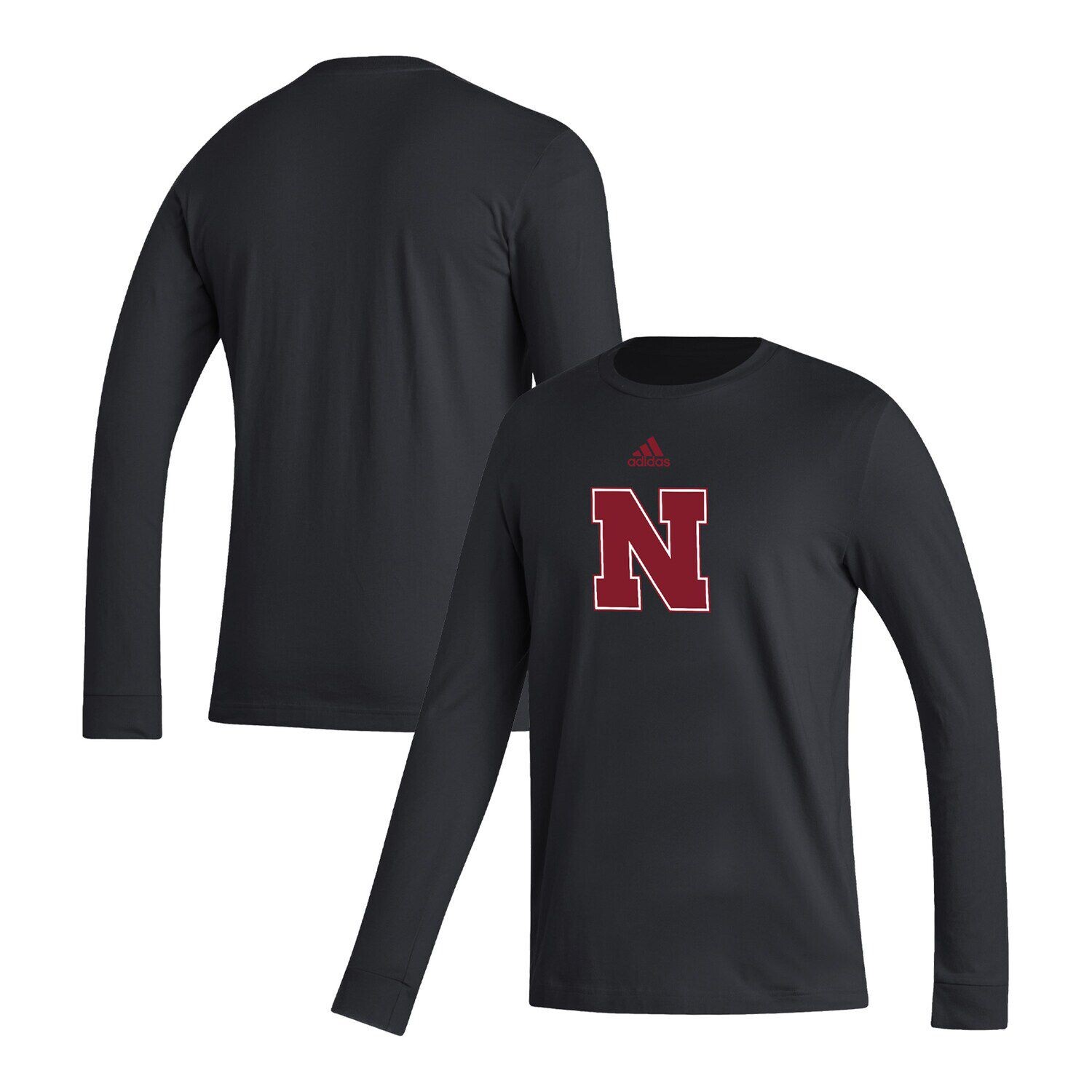 

Мужская черная футболка с длинным рукавом и логотипом adidas Nebraska Huskers Locker Fresh