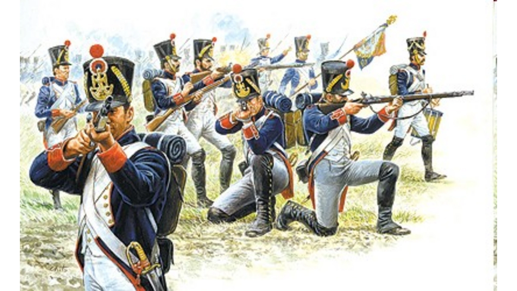 сборные фигурки icm французская пехота в противогазах 1916 г 1 35 35696 Italeri 1:72 Французская пехота (1815 г)